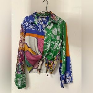 Zara Tied Patchwork Shirt